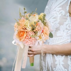 Ramo Grande De Flores De Novia Artificial Con Rosas Dama de Honor Bodas Fiestas