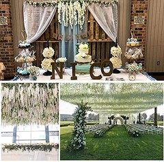 Artificial Wisteria Hanging Flowers Fake Wisteria Flower Garland Silk 24 White