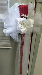 6 pc wedding pew bows Red & White with Bling Any Color Rush orders Available