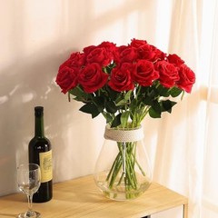 10Pcs Artificial Roses Flowers, Realistic Blossom Roses, Real Touch Silk Red
