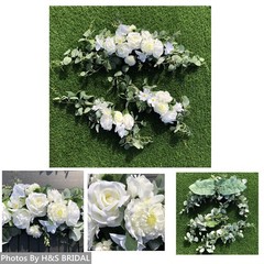 Wedding Arch Flowers Set – 3Pcs White Rose Floral Swags & Eucalyptus Greenery fo