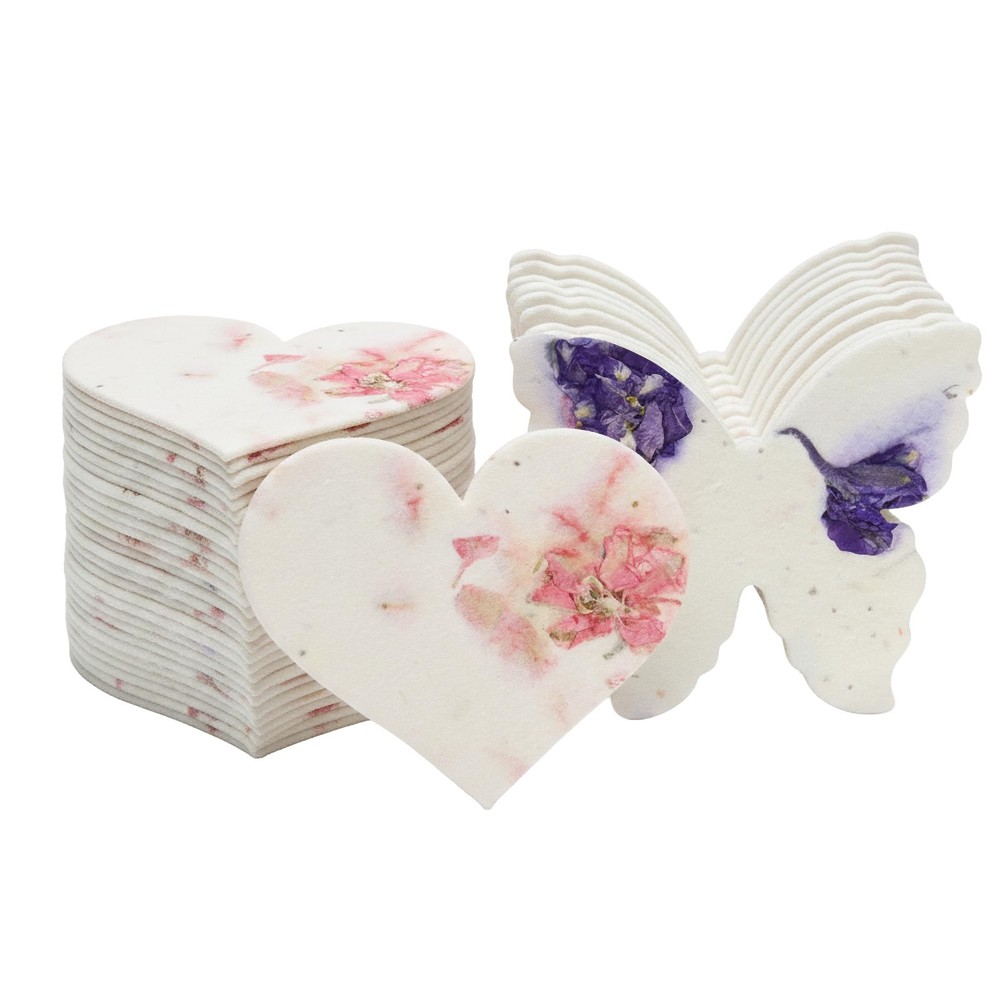 Seed Bloom Combo Paper – 24pcs Small, Pink Heart & Purple Butterfly