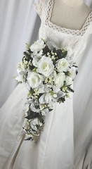 Winter Silver Cascade Silk Wedding Bouquet