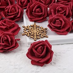 100 Pcs Burgundy Foam Fake Rose Flower Heads for DIY Wedding & Home Decor