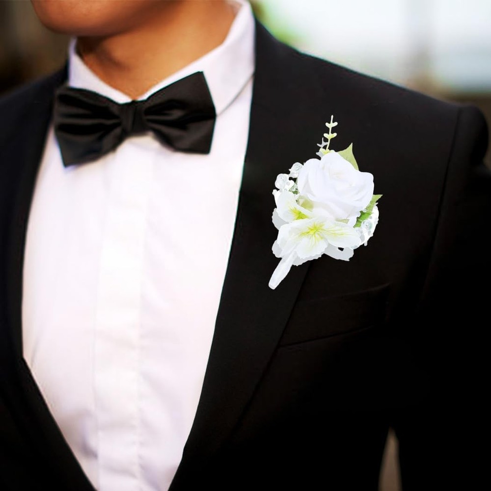 Wedding Flower Groom Boutonniere Rose Buttonholes Prom Suit Decoration for Men