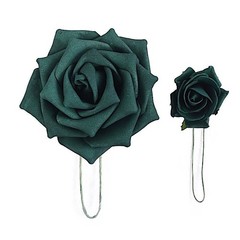 24 HUNTER GREEN 2″ Mini FOAM ROSE Flowers Stems Wedding Events Decorations