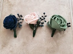 Dusty Blue Sage Navy Sola Wood Succulent Bridal Bouquet White Wedding Flowers