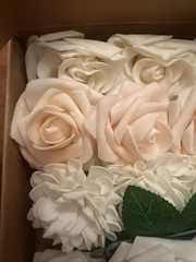 artificial Flowers 24 Pcs Wedding Roses with stems elegant cream chrysanthemum