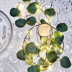 7 feet Green Eucalyptus Leaves LED GARLAND Battery Operated Fairy Lights Party