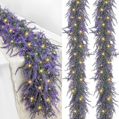 Lavender Garland with LightsPcs 6FT Purple Flower Garland, Artificial Spring 2
