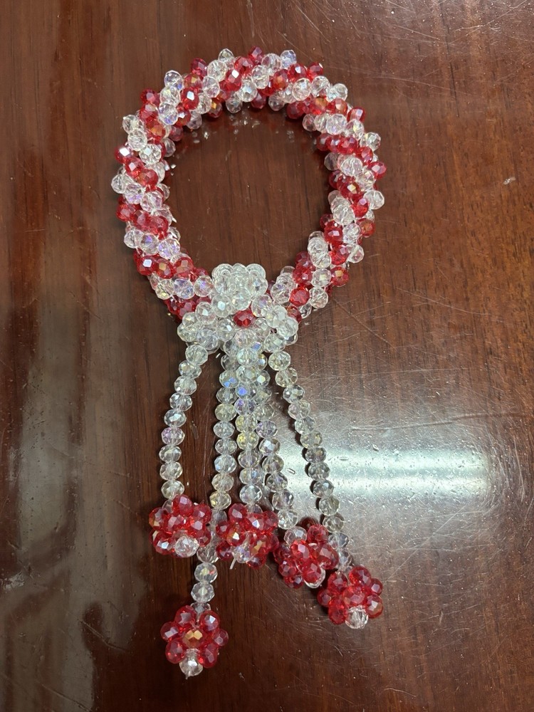 Crystal Red And White Artificial Flowers Thai Wreath Beauty Home Decor