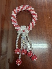 Crystal Red And White Artificial Flowers Thai Wreath Beauty Home Decor