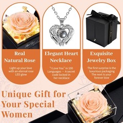 Gifts for Women Preserved Real Roses with I Love You Necklace Fresh Forever.
