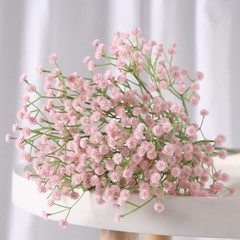 Pink Babys Breath Artificial Flowers 12Pcs Real Touch Faux Gypsophila Wedding