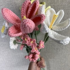 Crochet Flowers Lot Of 7 Flowers Long Stemmed Hobby Lobby Yellow Pink White
