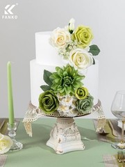 Artificial Flowers Green Rose, Mixed Silk Fake Flowers Combo Cream Cream Green