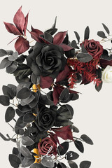 5FT Black Burgundy Artificial Flower Garland Fake Rose Leaves Floral Garland Arc