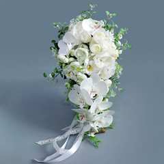 Elegant White Phalaenopsis Bridal Bouquet for Weddings and Anniversaries