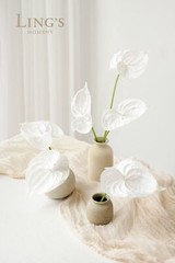 Ling’s Moment White Anthurium Flowers, 8pcs Artificial Silk Filler Plants, Fa…