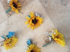 Wedding flowers bridal bouquets decoration sunflowers lavender teals