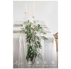 Ling’s Moment Italian Greenery, Willow Leaf Garland Wispy Rustic Vine Stem Swag