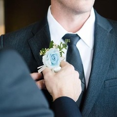 2Pcs Light Blue Corsage & Boutonniere Set – Wedding, Prom, Party Decor Accessori