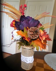 FALL Floral DECOR Bouquet + Vase LEAVES Centerpiece FLOWERS Grass BERRIES Multi