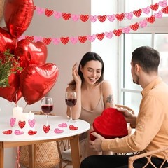 24 Pieces Valentine Heart Shaped Rattan Balls 2.36 Inch Heart Vase Red, Pink