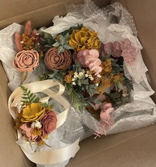 Pine and Petal Bridal Wedding Wood Flower Set: Bouquet, Boutonnière, Corsage