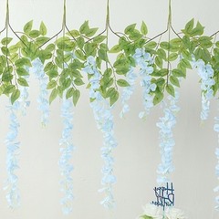 LiIGHT BLUE 44″ tall Silk Wisteria Flowers Hanging Vine Bush Wedding