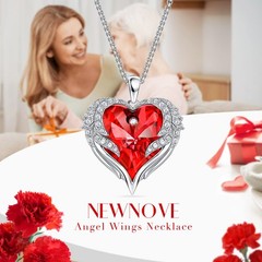 NEWNOVE Gifts for Her, Preserved Real Red Rose with Angle Wings 2-red