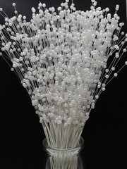 100 Bunch White Ivory Pearl Flower Stem Beads Garland Sprays Bridal Bouquet Wed