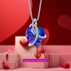 WILDLOVE Preserved Real Purple Rose with Heart Necklace, Small,