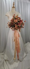 Dusty Autumn Ribbons and Rose Faux Silk Bridal Bouquet