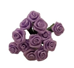 Wholesale Lot Lilac Lavender Satin Ribbon Roses Flowers 10mm 3/8″ on Wire Stem
