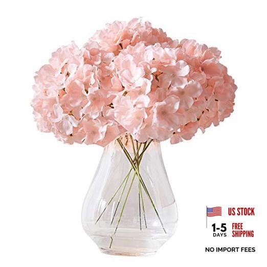 10Pcs Artificial Hydrangea Flowers Blush Heads Fake Hydrangea Large 10pcs Blush
