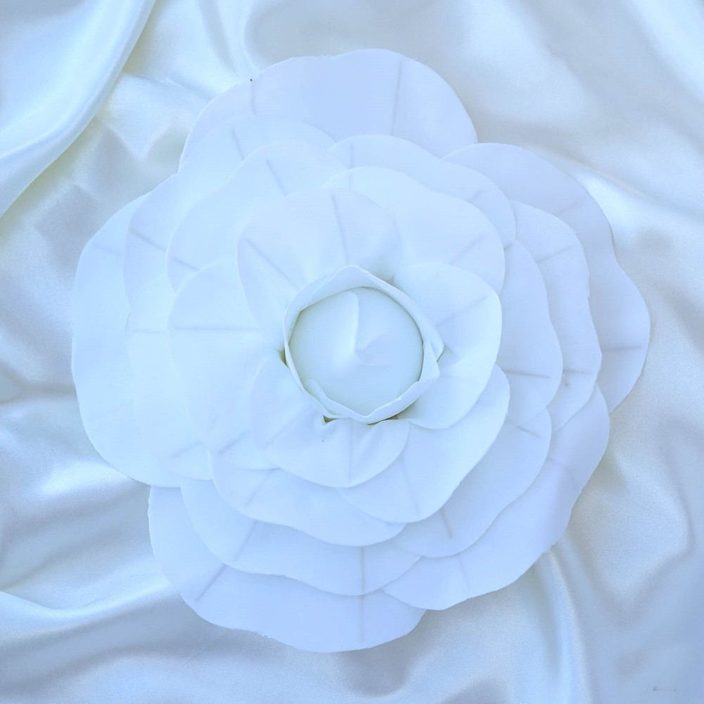 4 pcs 12″ White Artificial Large Roses Flowers Wall Backdrop Party Wedding