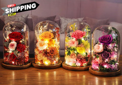 lovenfold Flowers for Delivery Preserved flowers Rose in Glass Red – Winter