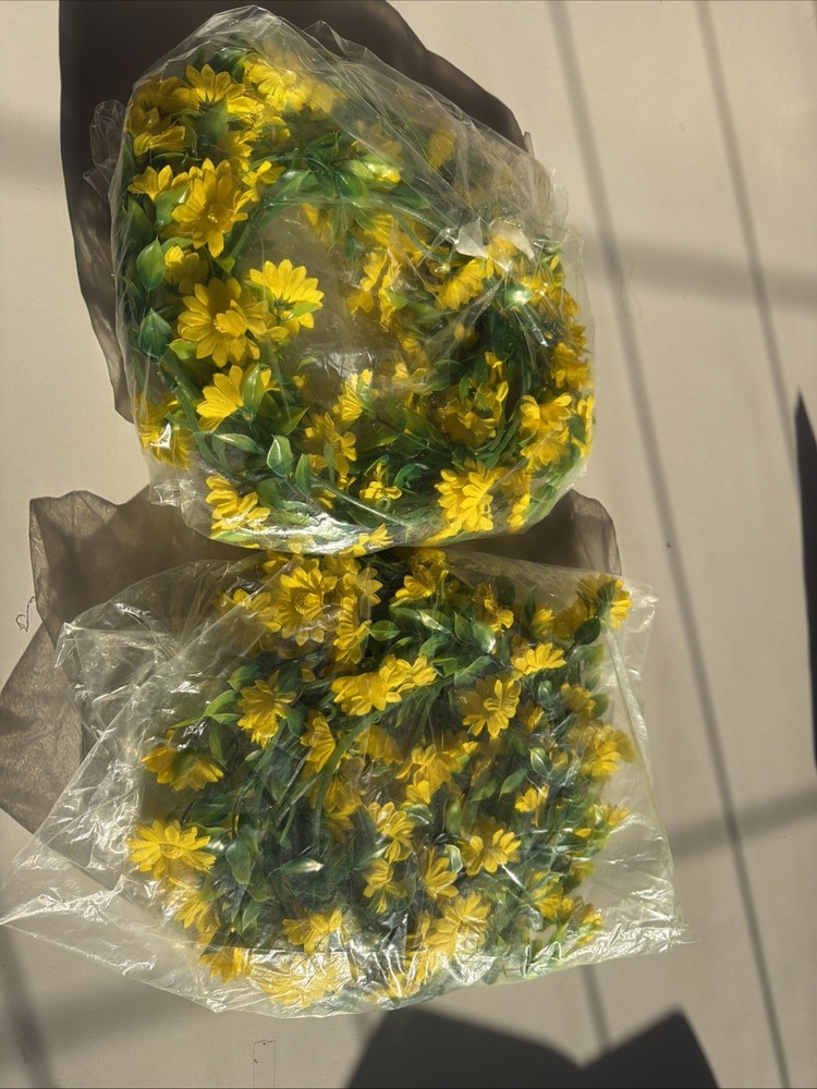 Uxcell Garland Artificial Yellow Flower Vines 2 Pack