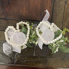 SET OF 3 Assorted Flower White Sola Bridal Wedding Bouquet with corsages