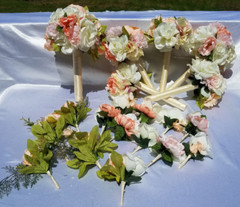 Wedding bouquet- set peach blush Ivory flowers 20 pieces