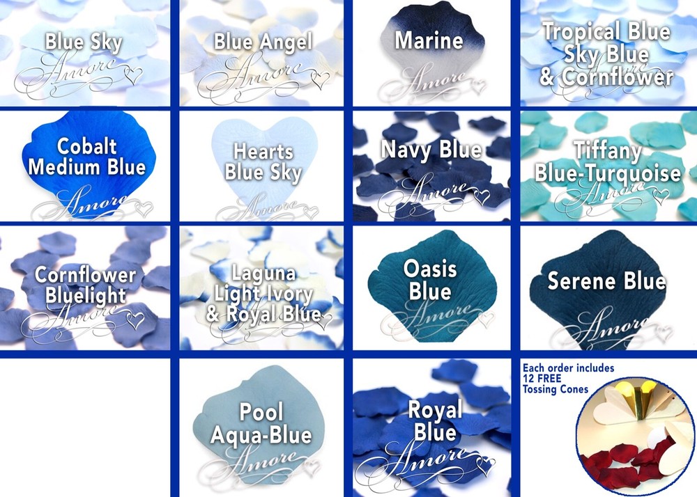 Silk Rose Petals 1000 Blue