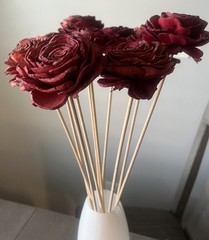 Roses Long Stem Red Roses 10 Rustic Sola Wood Flowers 21” Long