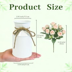 4 Sets Wedding Flower Centerpiece for Tables 4 White Vases & 8 Champaign Roses