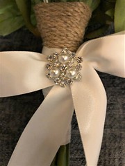 Dusty Rose, Champagne & White/Ivory Faux Flower Bridal Wedding Bouquet Handmade