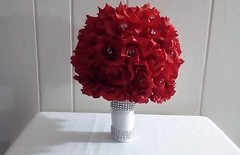 ROSE BOUQUET/RED/SILVER/WHITE/RHINESTONES