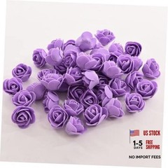 Mini Fake Roses Artificial Flowers 100 PCS 3.5cm Red Foam Rose Head for Purple