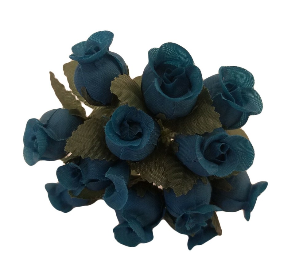 Lot 144 pcs Teal Artificial Rosebuds Roses Flowers 16mm 5/8″ 5/8 Inch on Stem