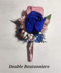 Pastel Pink Peach Royal Blue Rose Calla Lily Sola Bridal Wedding Bouquet Accesso