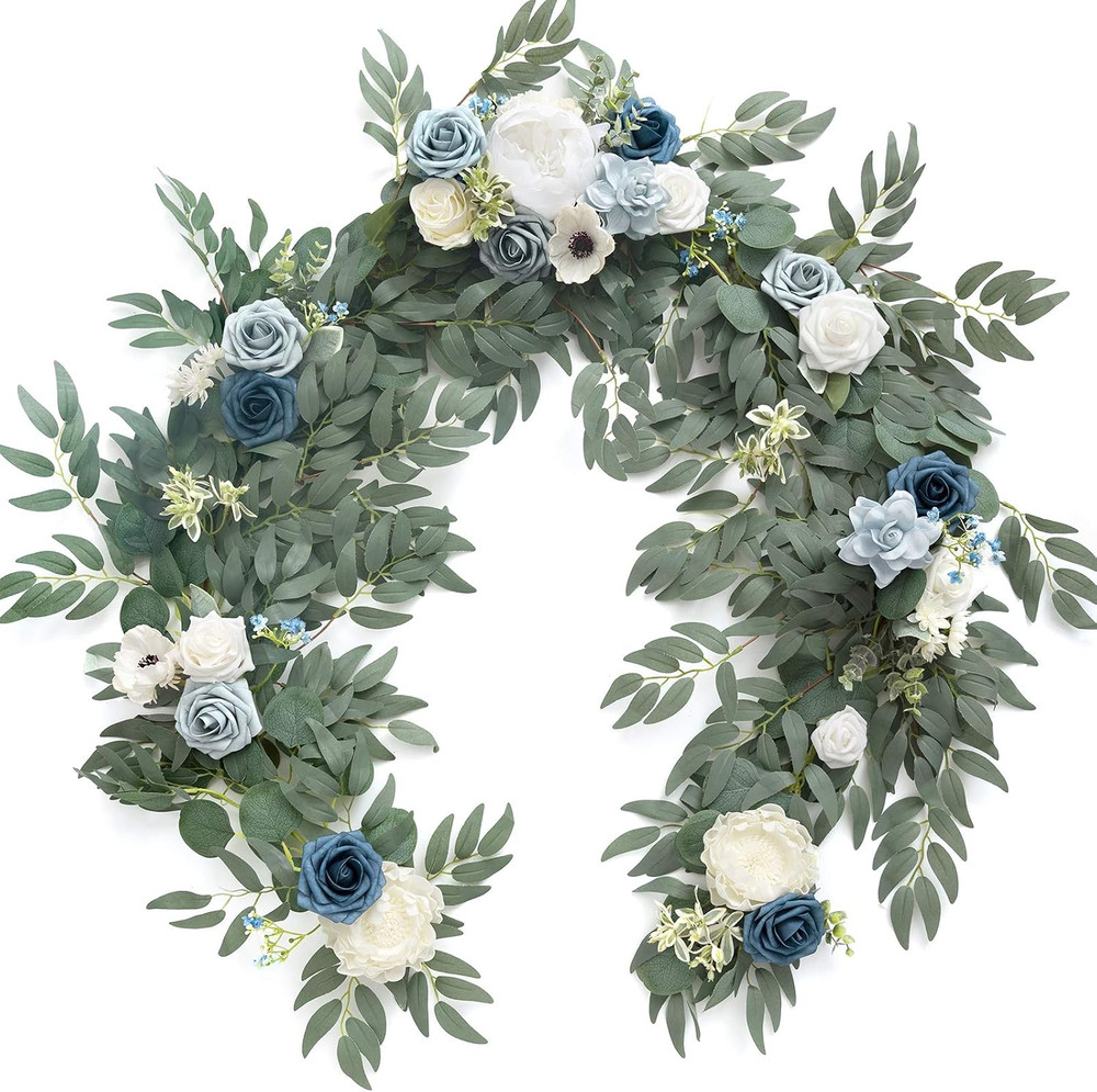 Ling’S Moment Flower Garland – 6FT Eucalyptus & Rose – Sweetheart Table Decor fo